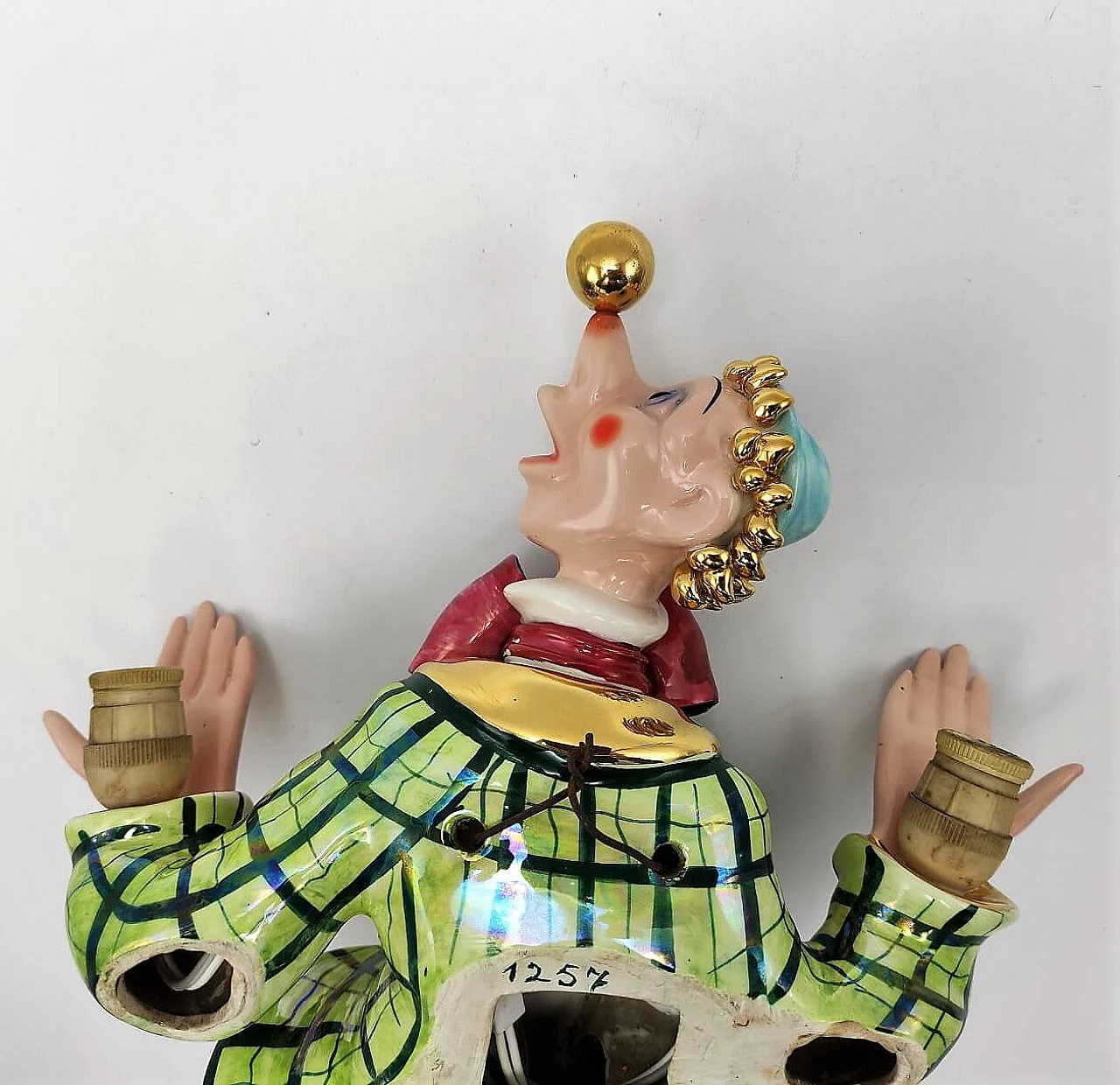 Glazed ceramic wall sconce in the shape of a clown, 1960s 5