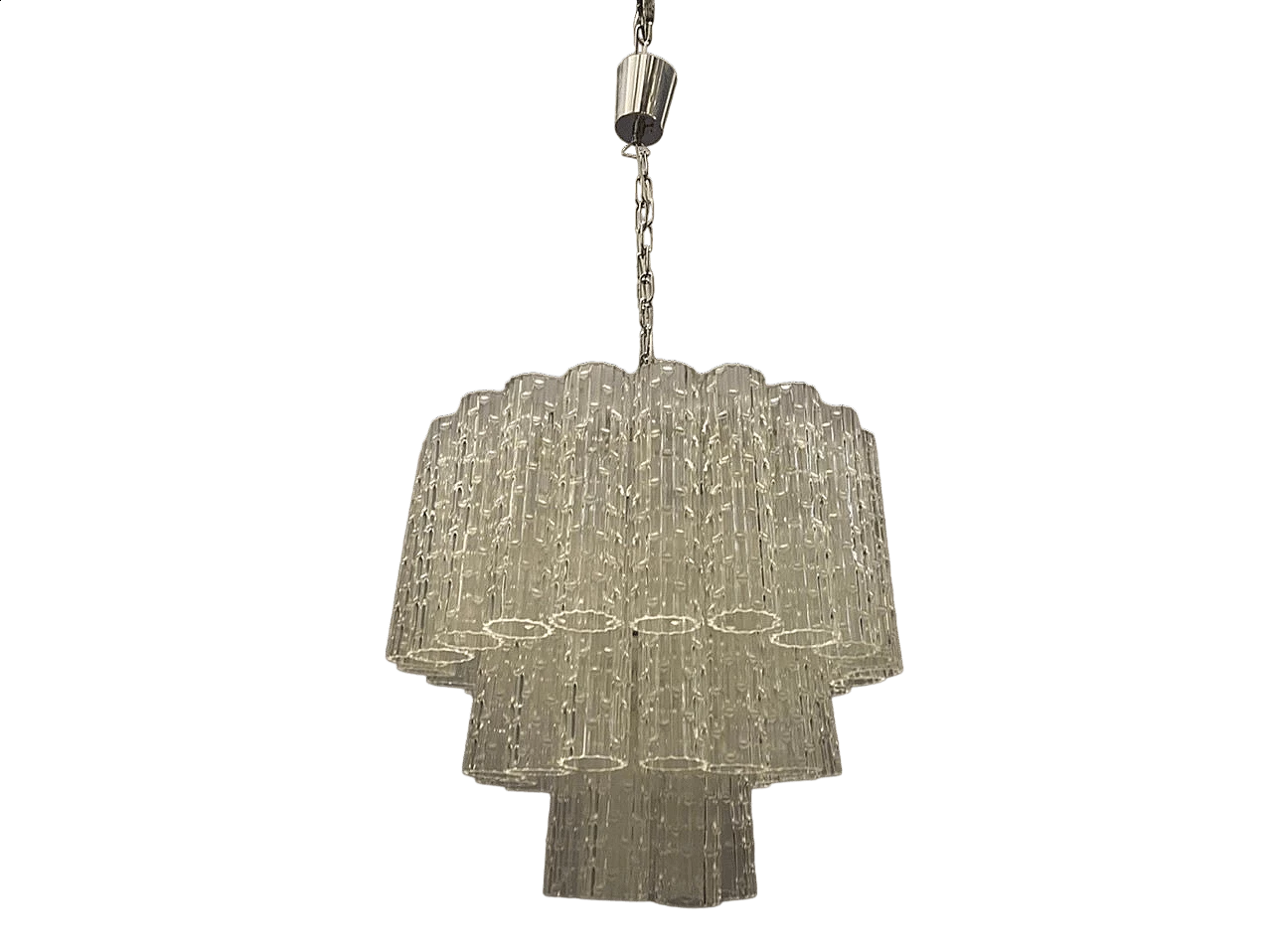 Chandelier in transparent blown glass, 1970s 10