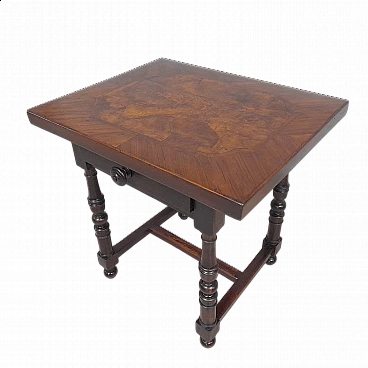 Reel side table in solid walnut with panelled top, 19th century