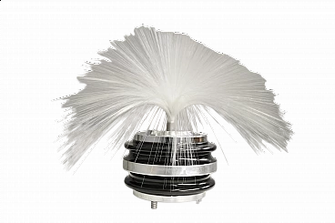 Lampada da tavolo in metallo cromato e fibra ottica, anni '70