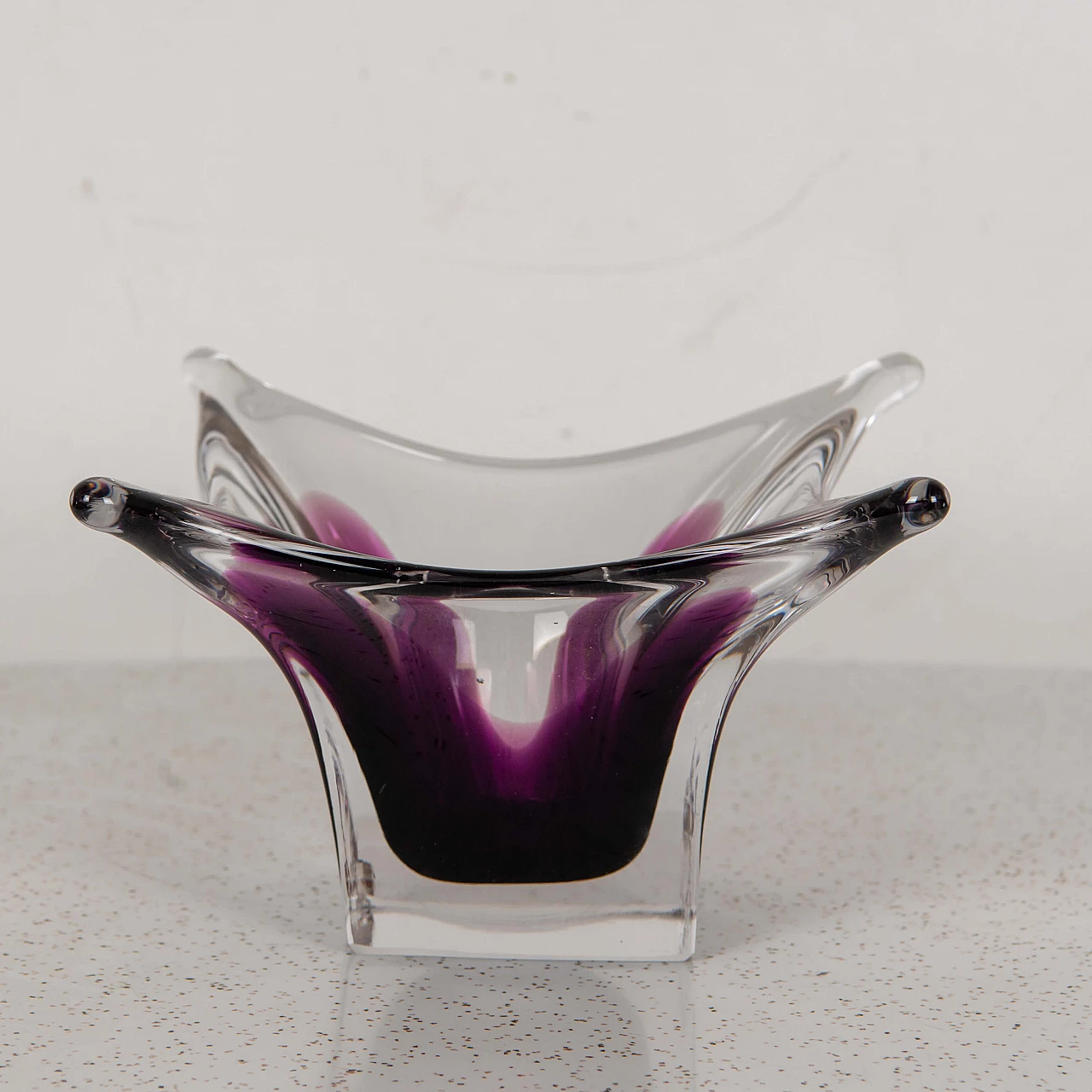 Centerpiece in transparent and purple Murano glass, 1970s 1