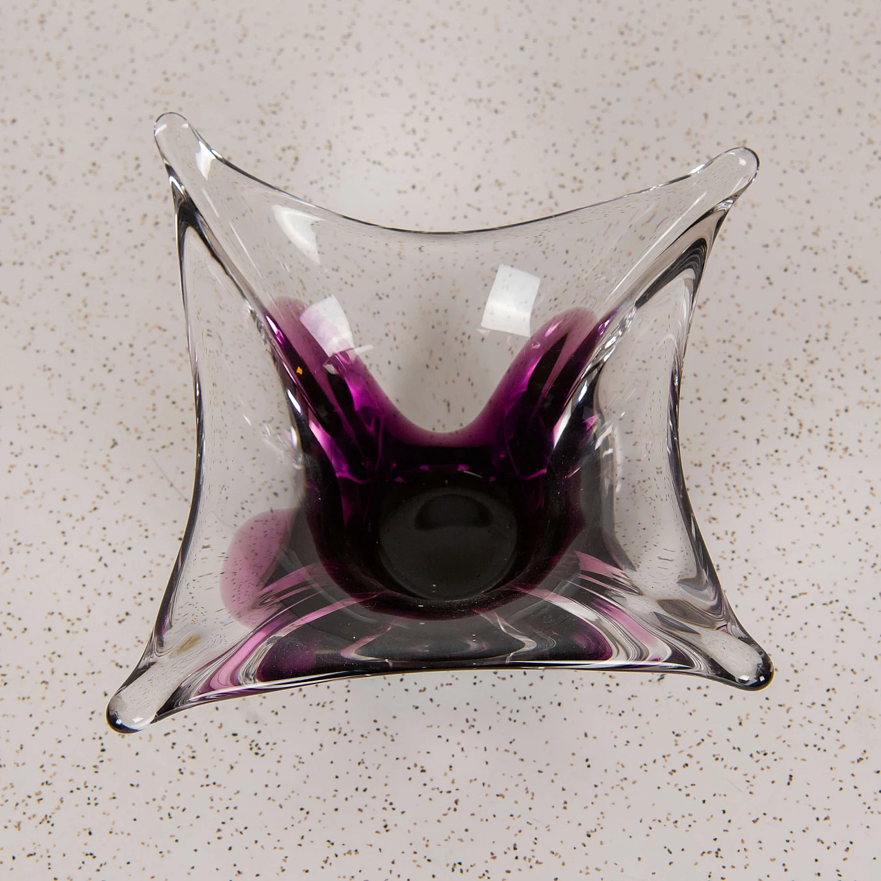 Centerpiece in transparent and purple Murano glass, 1970s 3