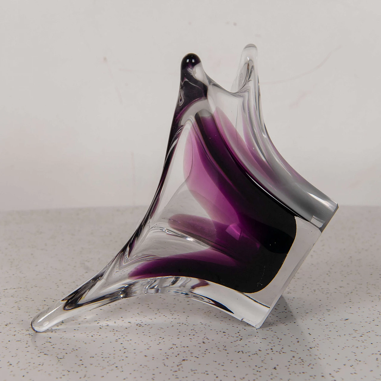 Centerpiece in transparent and purple Murano glass, 1970s 5