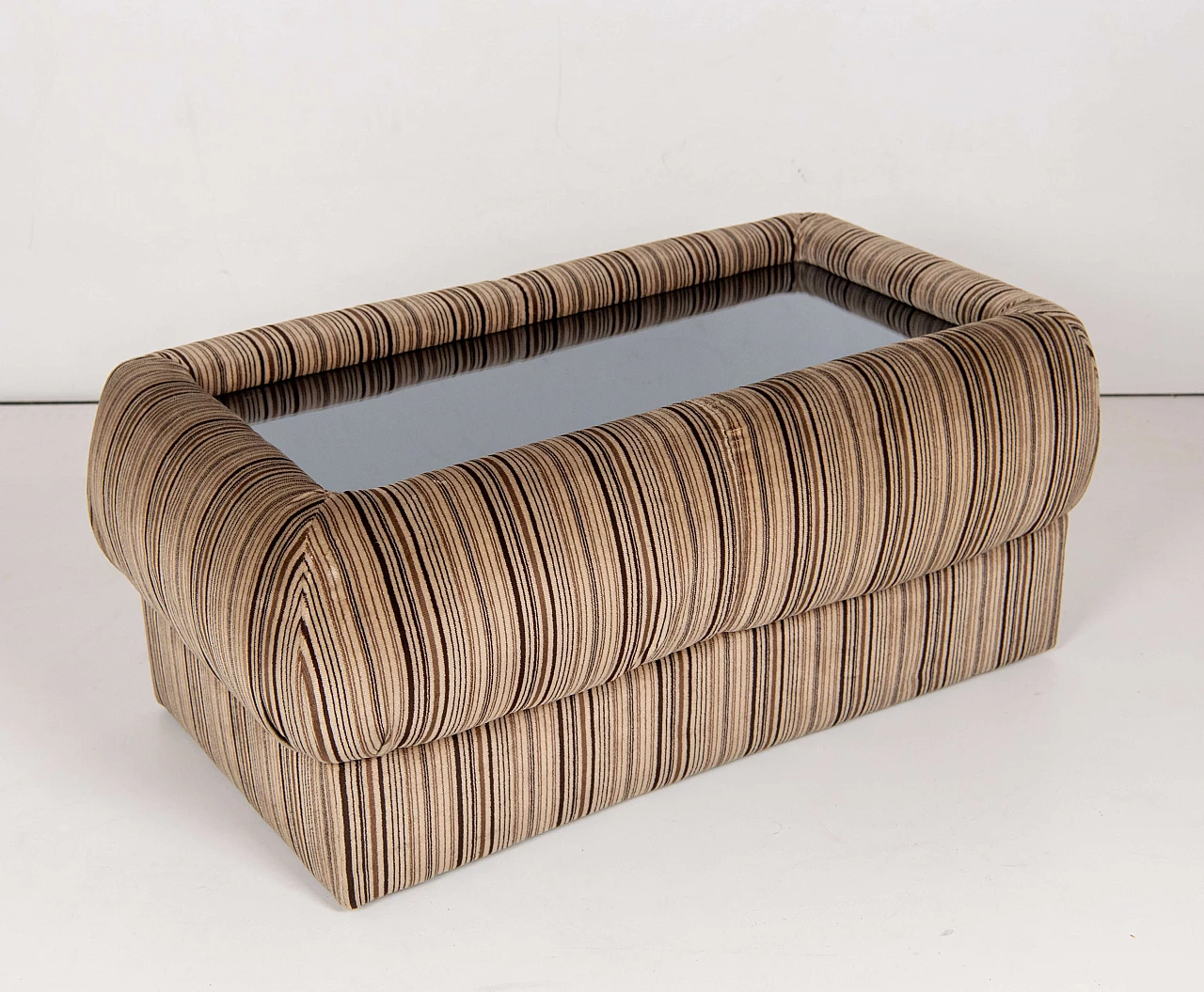 Velvet side table with glass top, 1970s 1