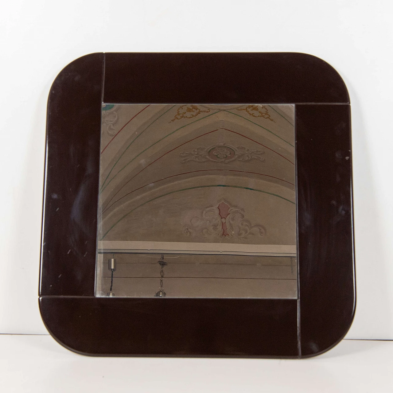 Square mirror with wooden frame, 1980s 1