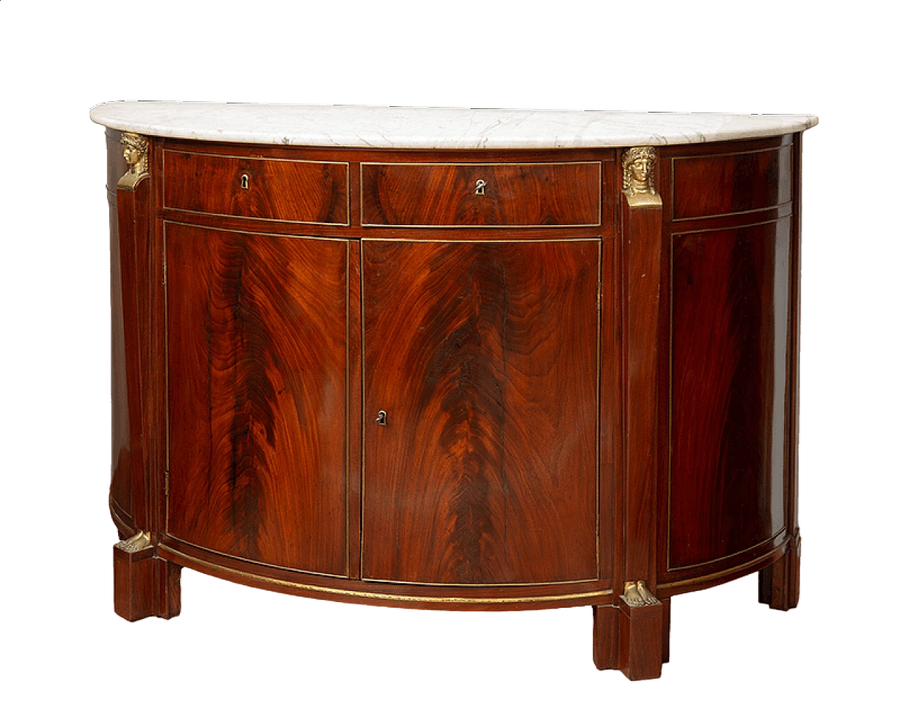 Mahogany feather Empire-style Demi Lune sideboard, 19th century 7