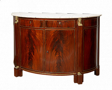 Mahogany feather Empire-style Demi Lune sideboard, 19th century