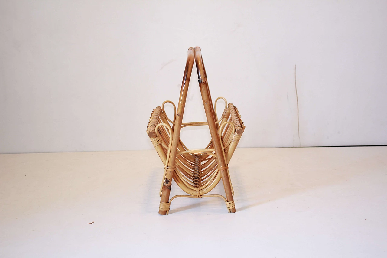 Magazine holder in rattan and bamboo by Franco Albini, 1960s 3