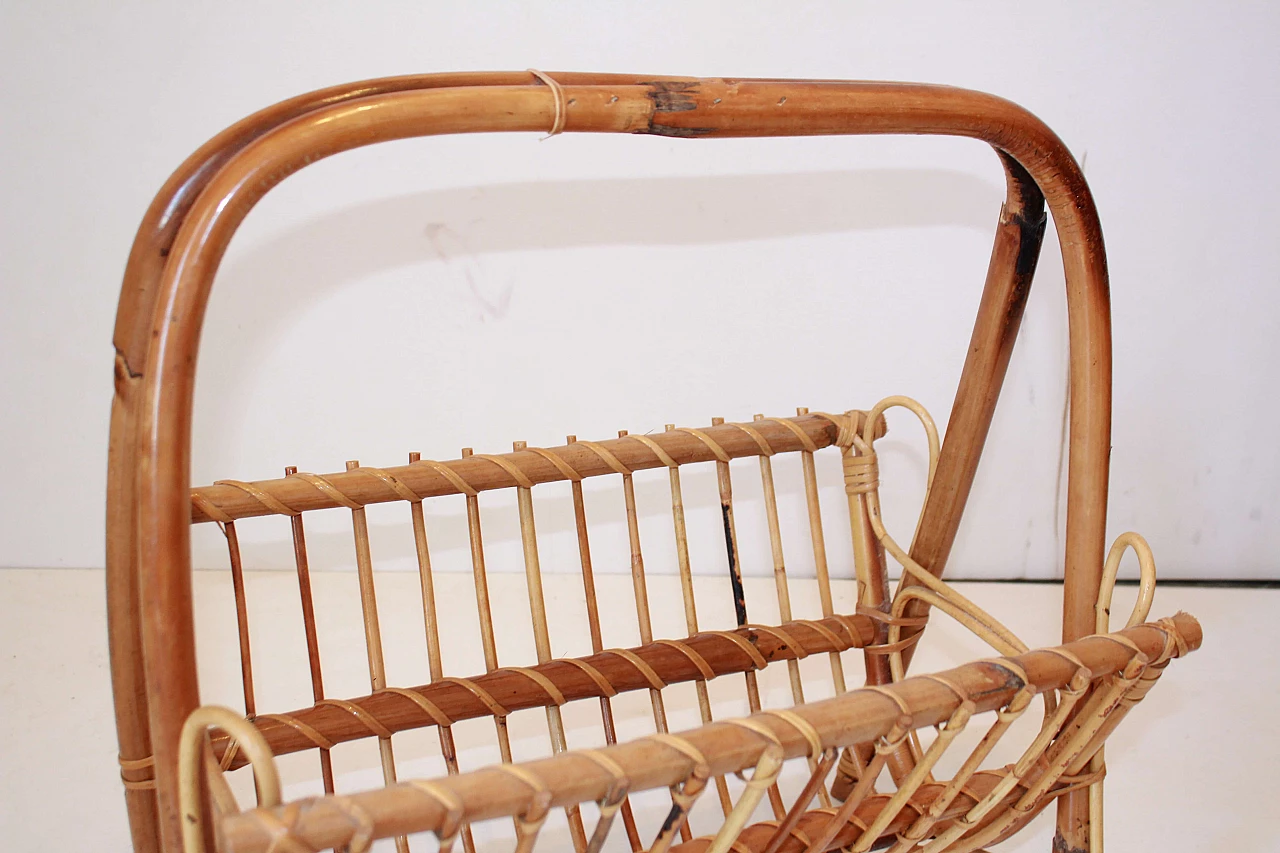 Magazine holder in rattan and bamboo by Franco Albini, 1960s 7