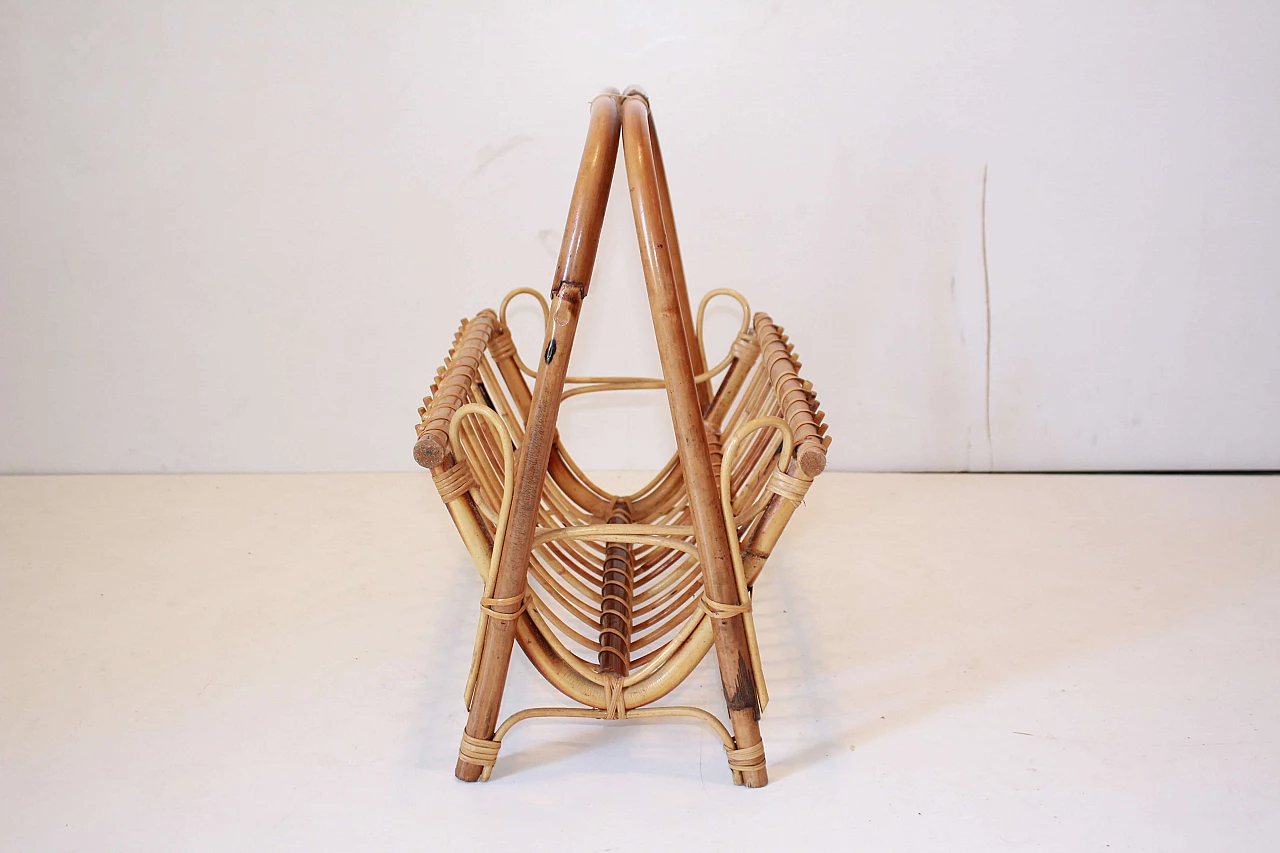 Magazine holder in rattan and bamboo by Franco Albini, 1960s 8