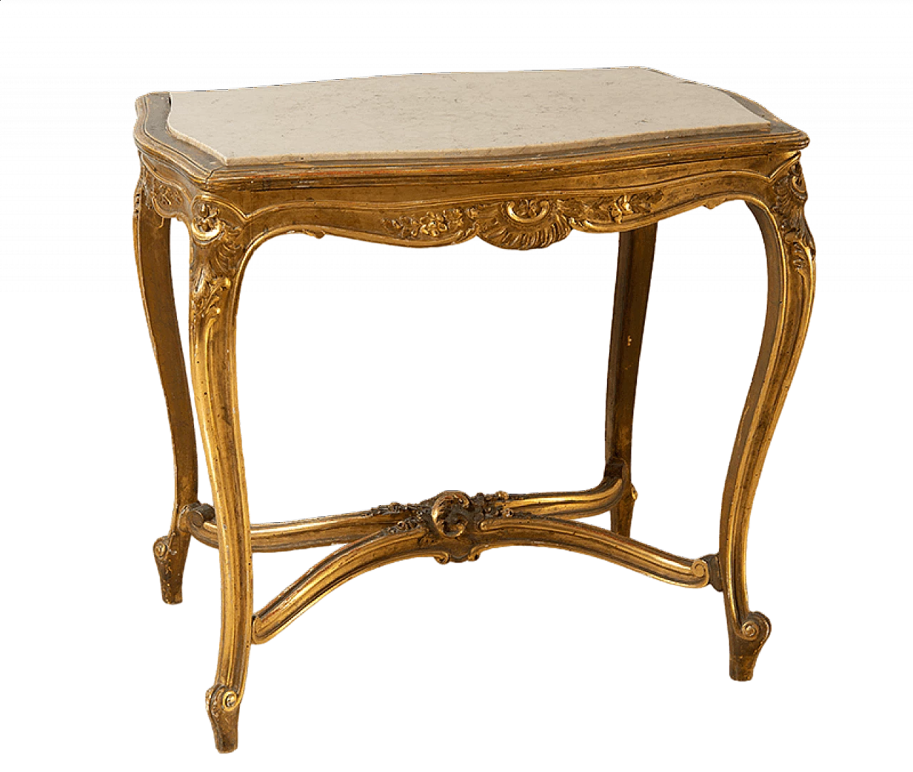 Napoleon III side table in gilded wood with marble top, late 19th century 7