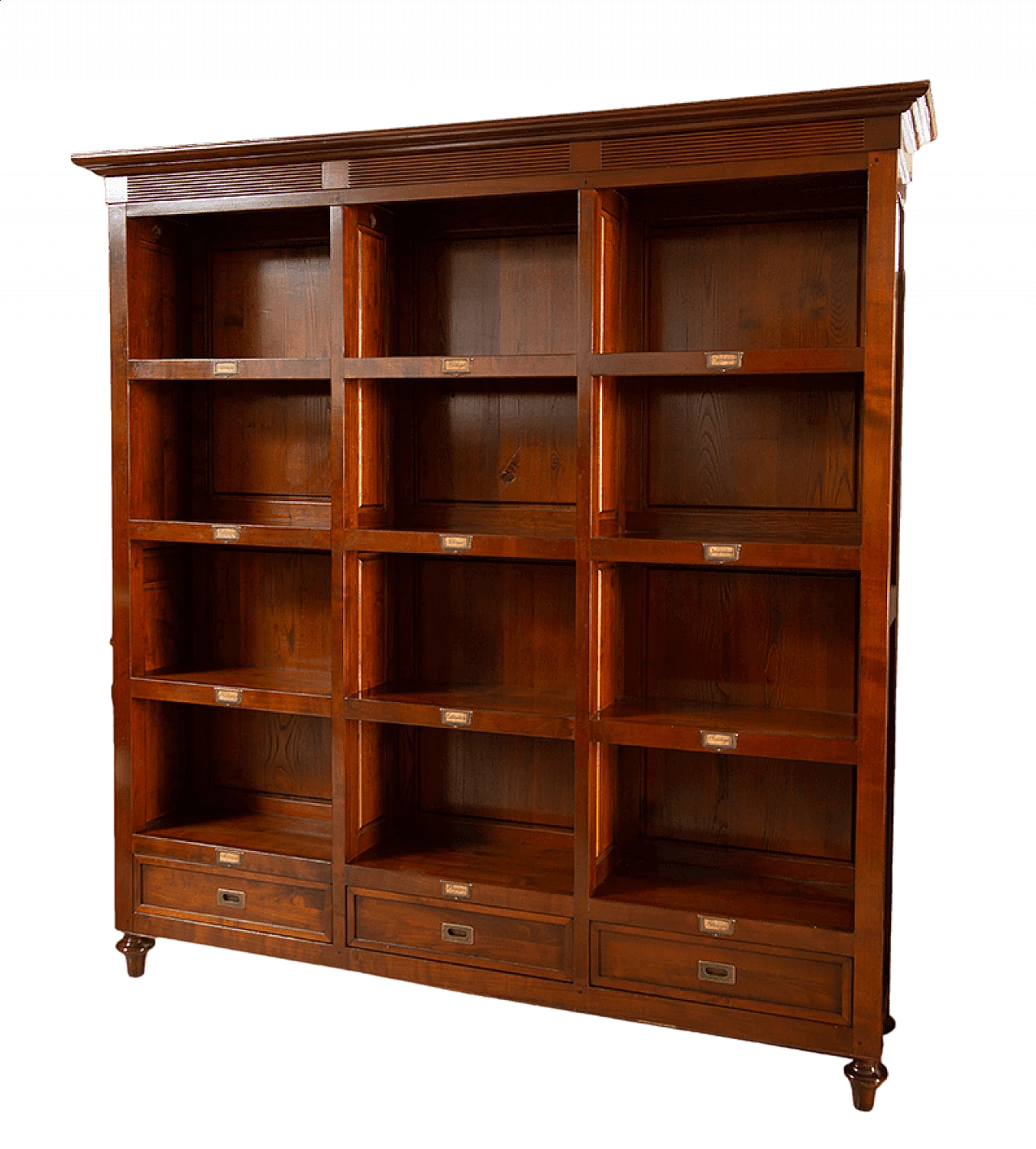 Libreria con cassetti in massello di rovere, anni '80 5