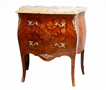 Napoleon III style bedside table in exotic fine wood, 19th century