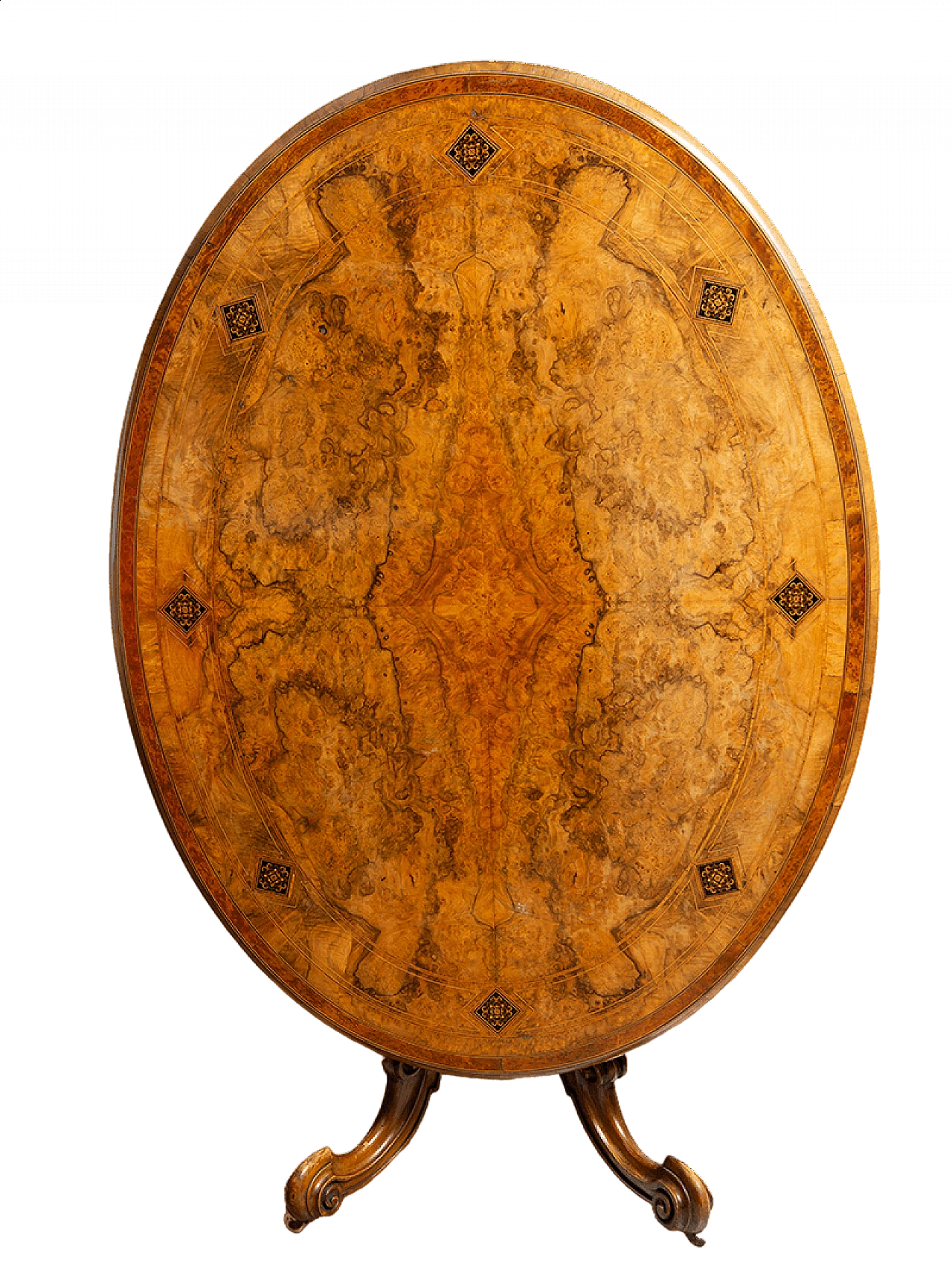 Victorian-style wing table in walnut burl, 19th century 6