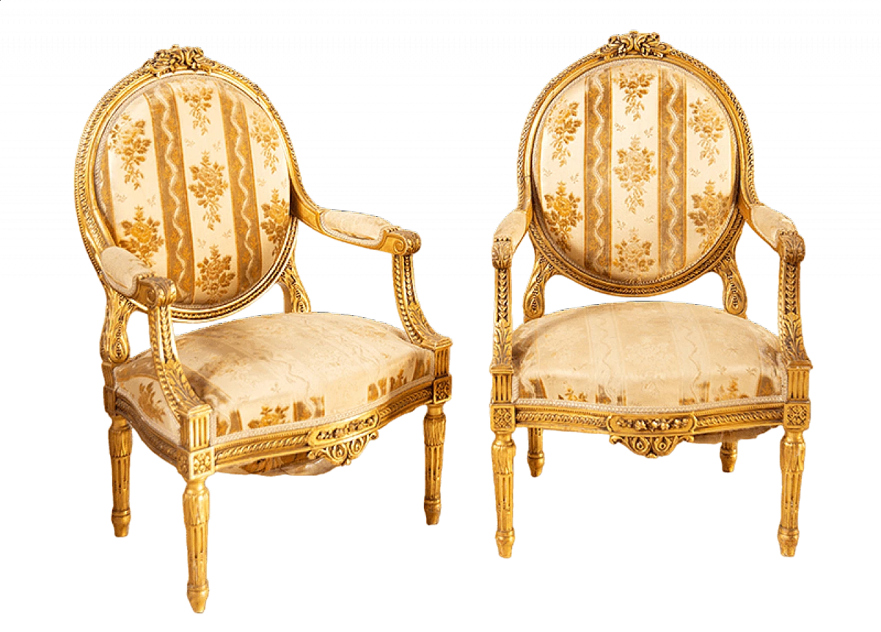 Napoleon III armchair in carved and gilded wood, late 19th century 4