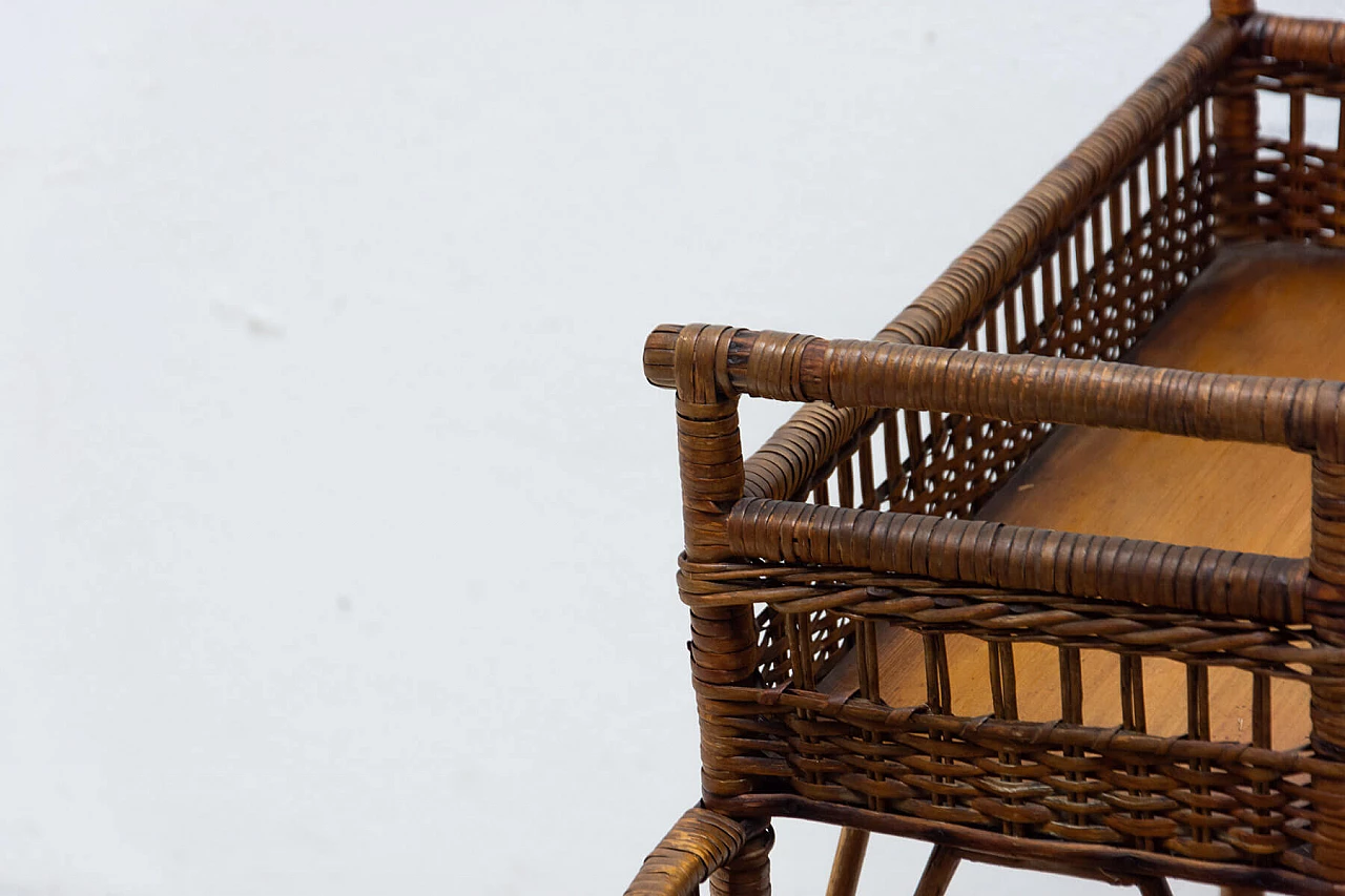 Wicker and beech plant stand, 1960s 7