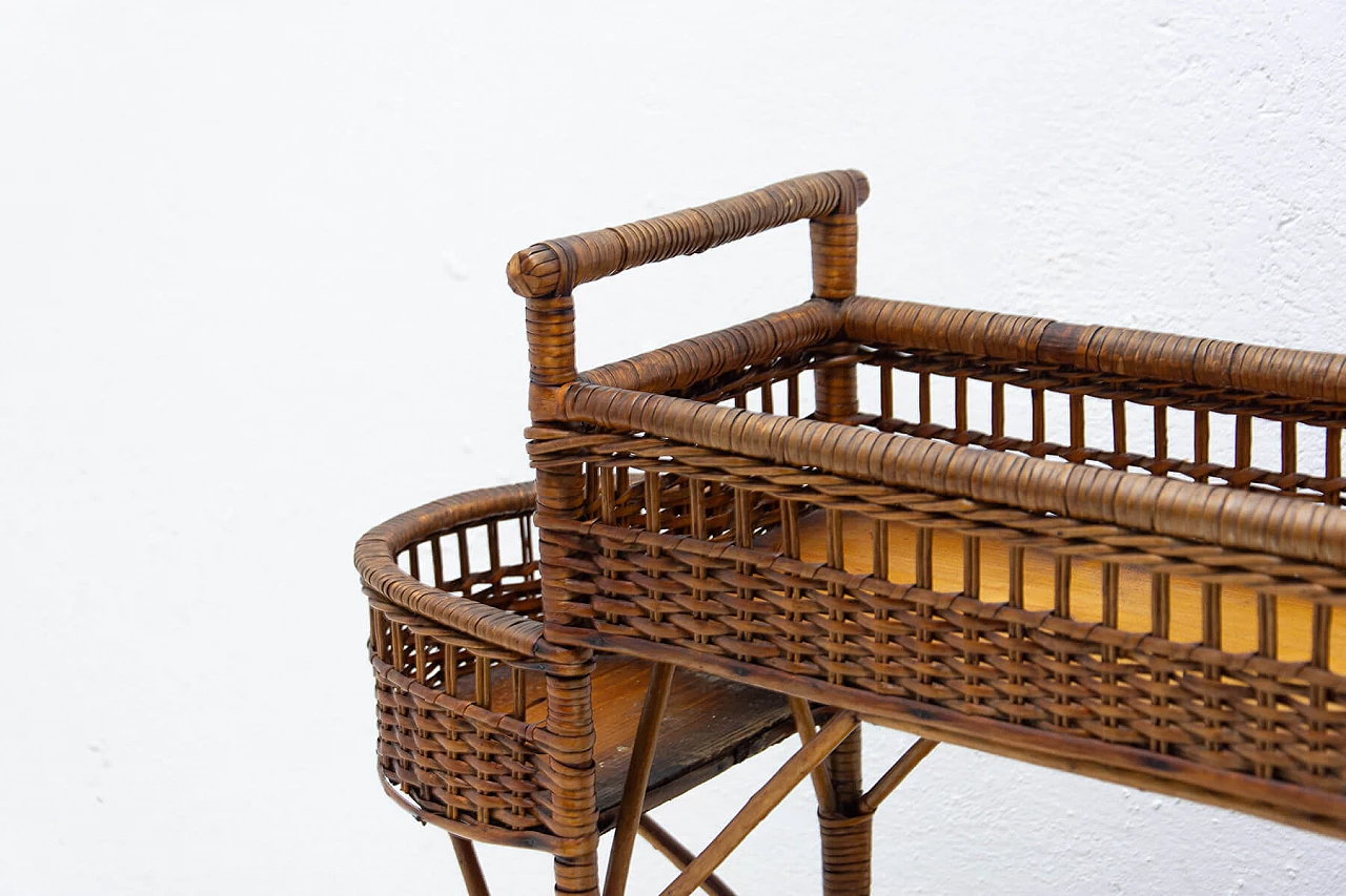 Wicker and beech plant stand, 1960s 10
