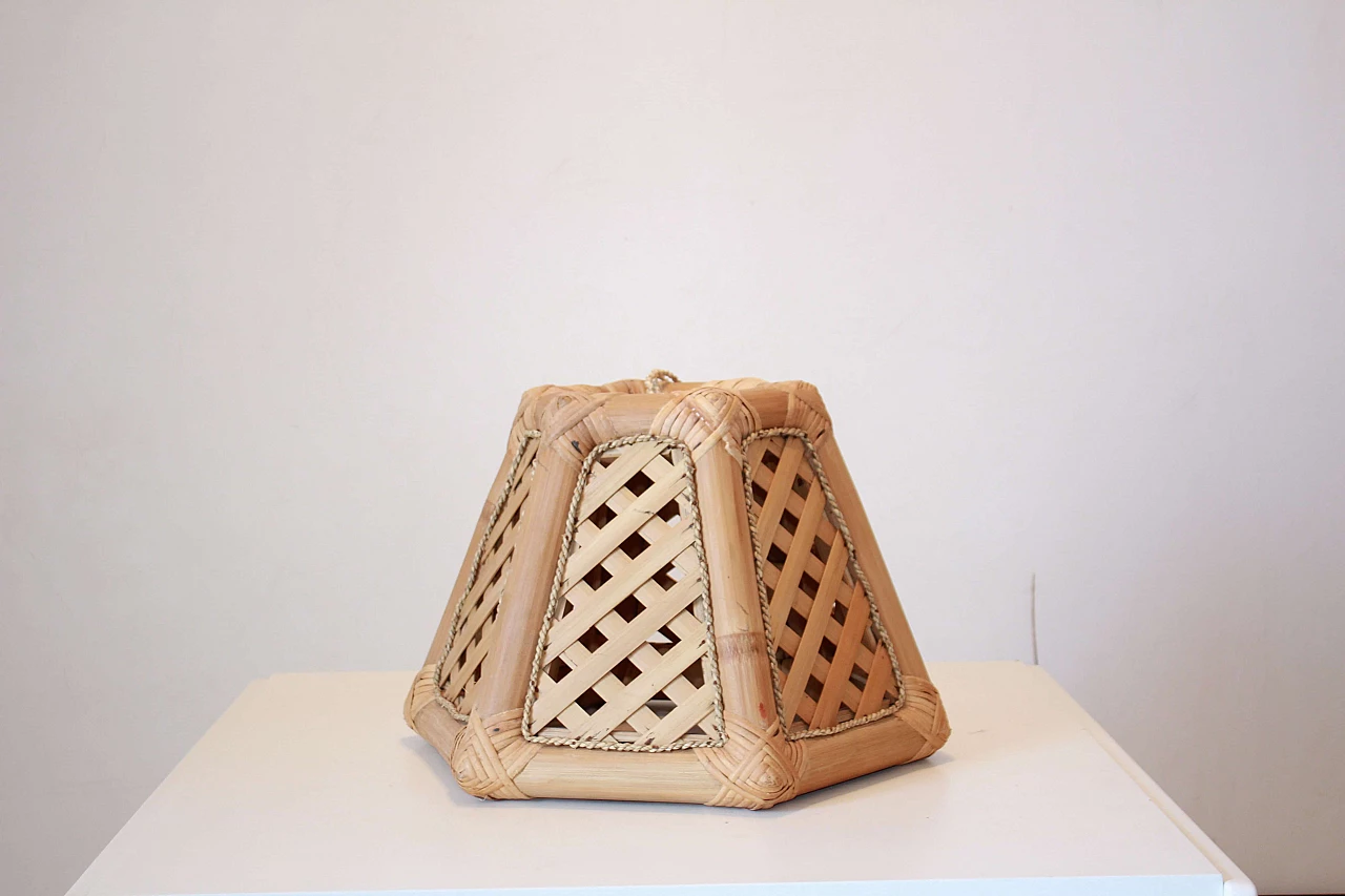 Bamboo and straw chandelier, 1970s 1