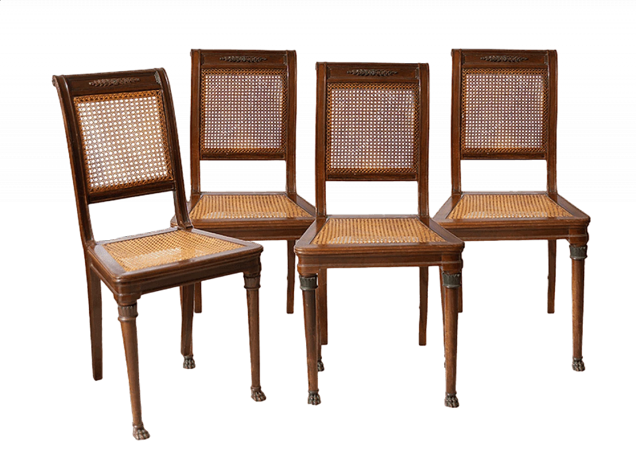 4 Chairs in solid mahogany and Vienna straw, second half of the 19th century 4