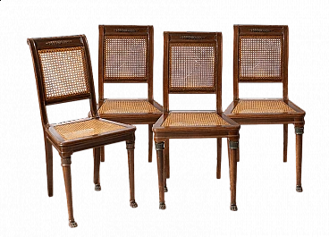 4 Chairs in solid mahogany and Vienna straw, second half of the 19th century