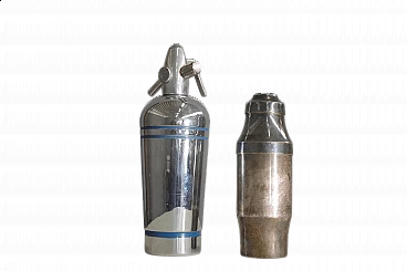 Seltzer siphon by Eva Syphon and shaker by Cinzano, 1970s