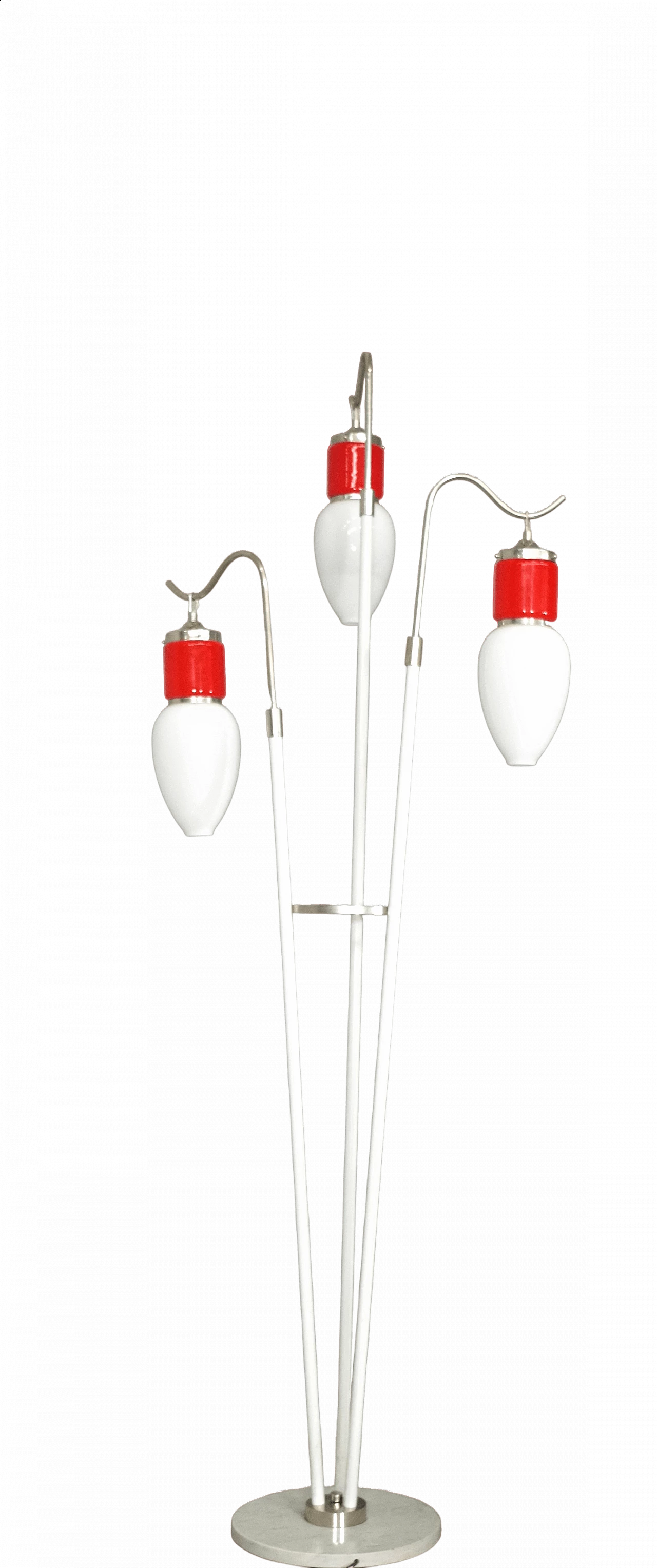Three-light floor lamp in glass, metal and marble, 1970s 13