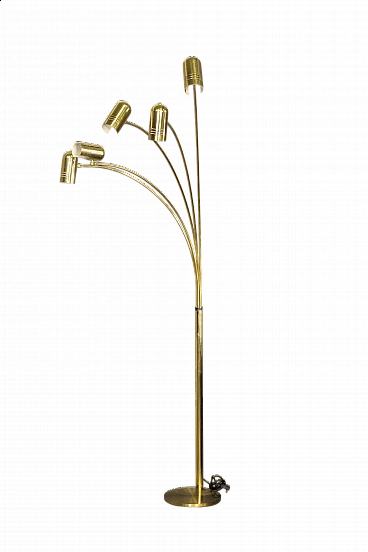 Brass five-light floor lamp, 1970s