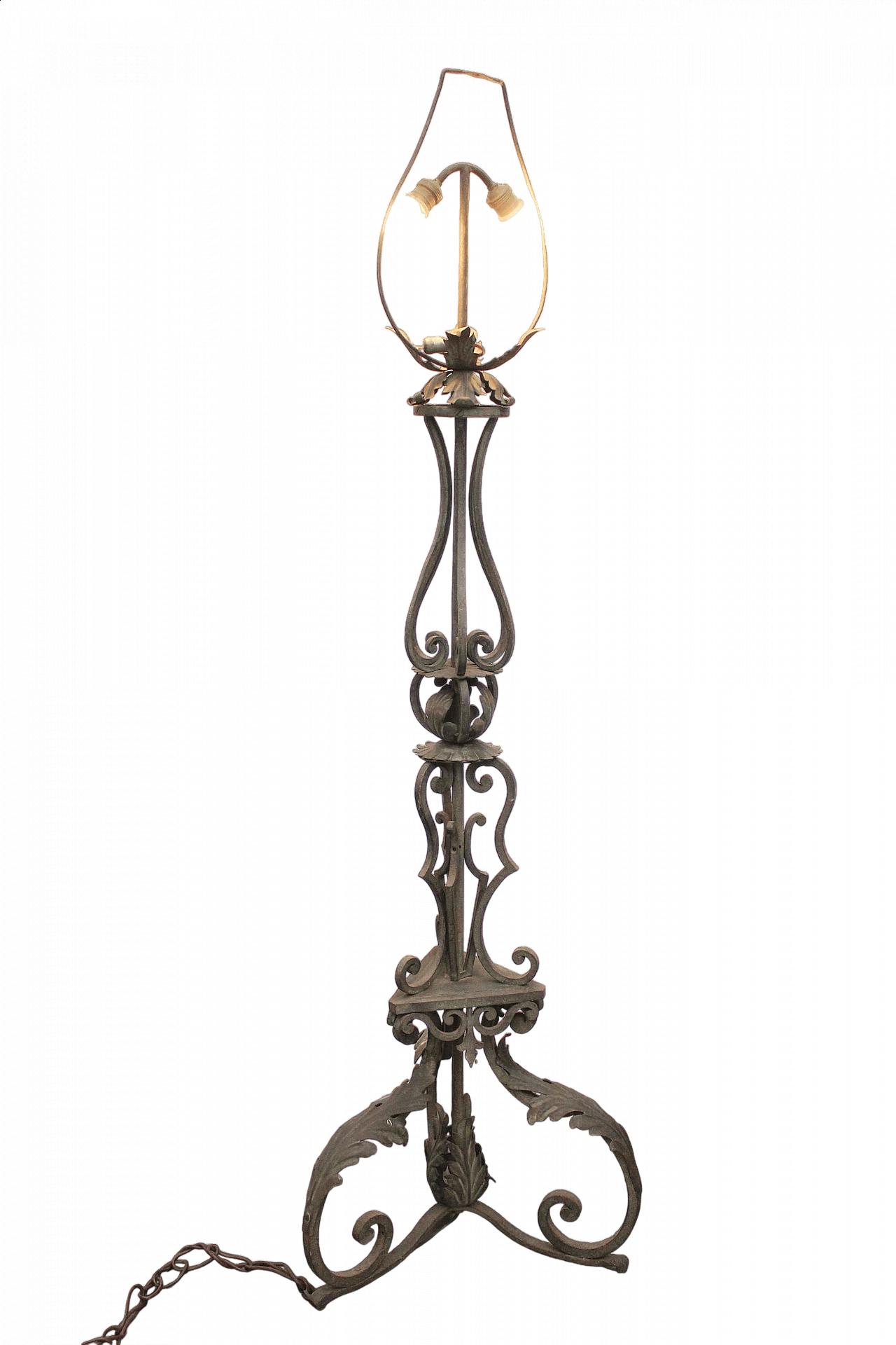 Lampada da terra in ferro battuto, fine '800 20