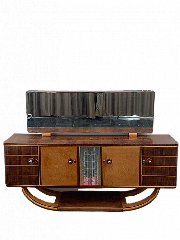 Pair of Art Deco style sideboards in rosewood and mirror by Paolo Buffa, 1940s