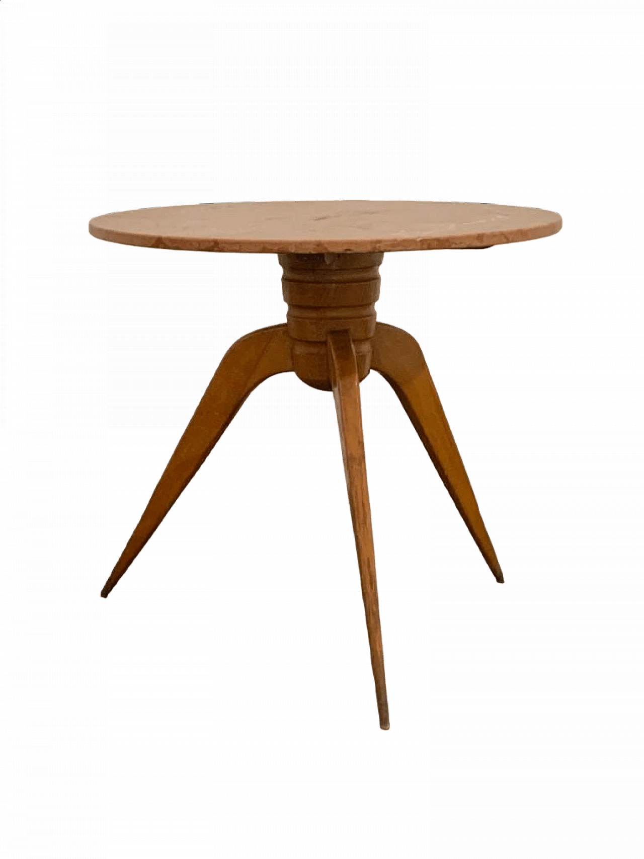 Round table in cherry wood with marble top, 1950s 7