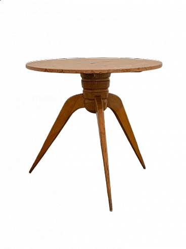 Round table in cherry wood with marble top, 1950s
