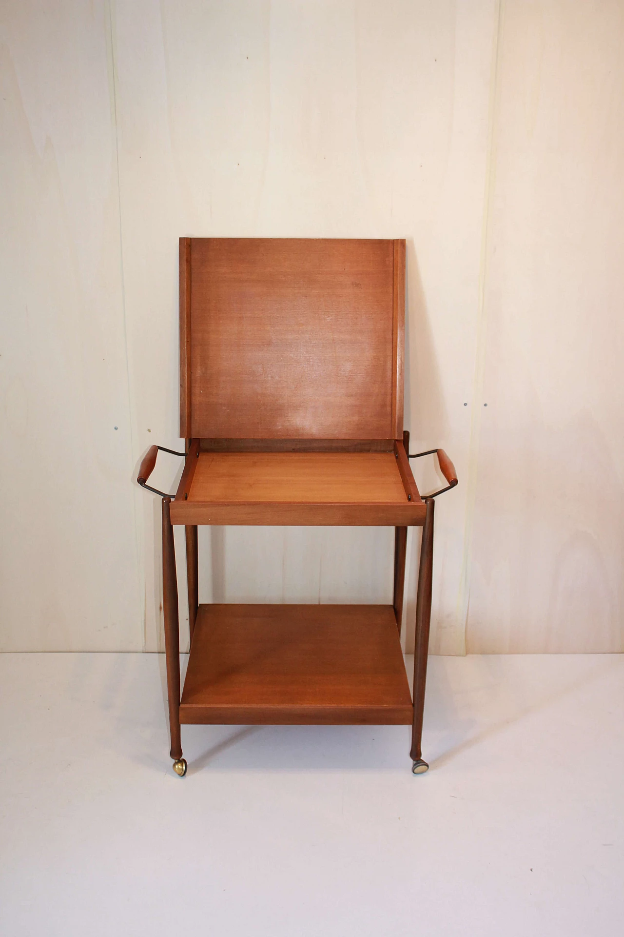 Teak bar cart with wheels by Fratelli Reguitti, 1950s 6