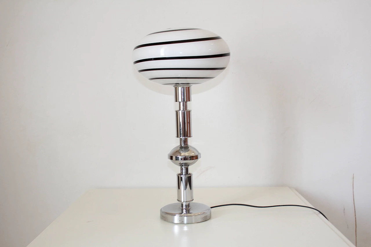 Table lamp with zebra-striped Murano glass shade, 1960s 1