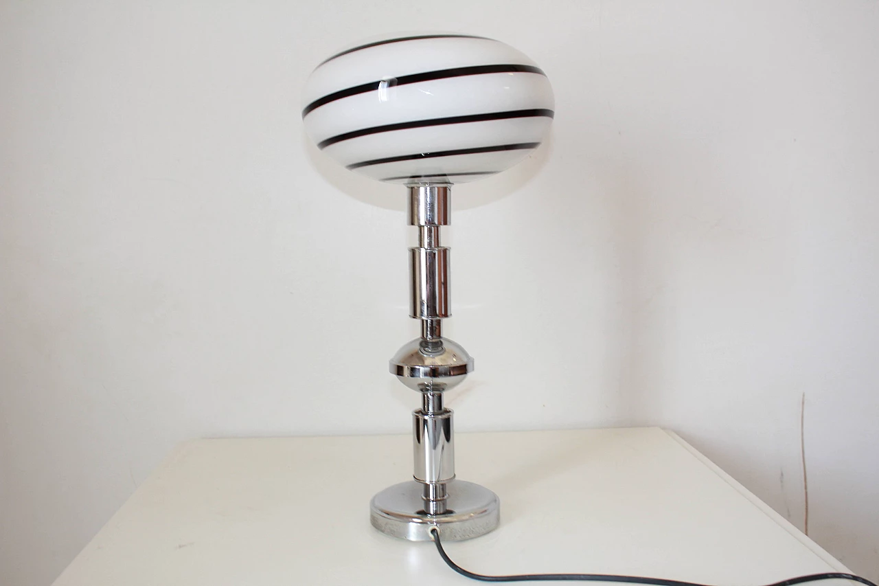 Table lamp with zebra-striped Murano glass shade, 1960s 2