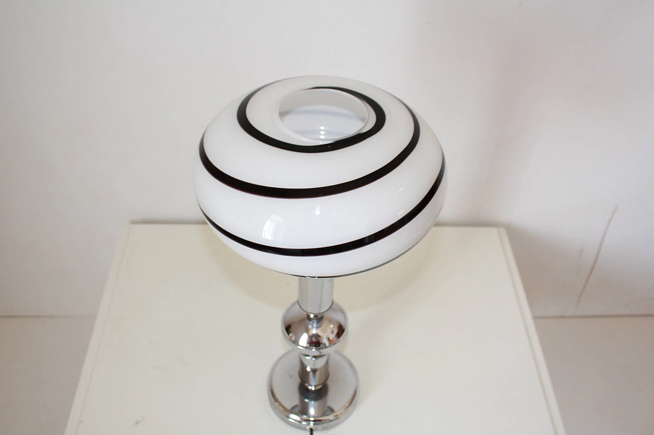 Table lamp with zebra-striped Murano glass shade, 1960s 4