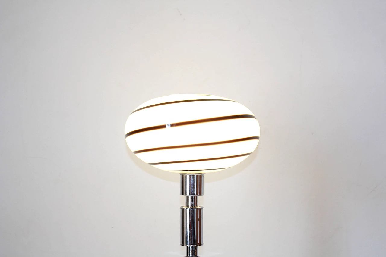 Table lamp with zebra-striped Murano glass shade, 1960s 6