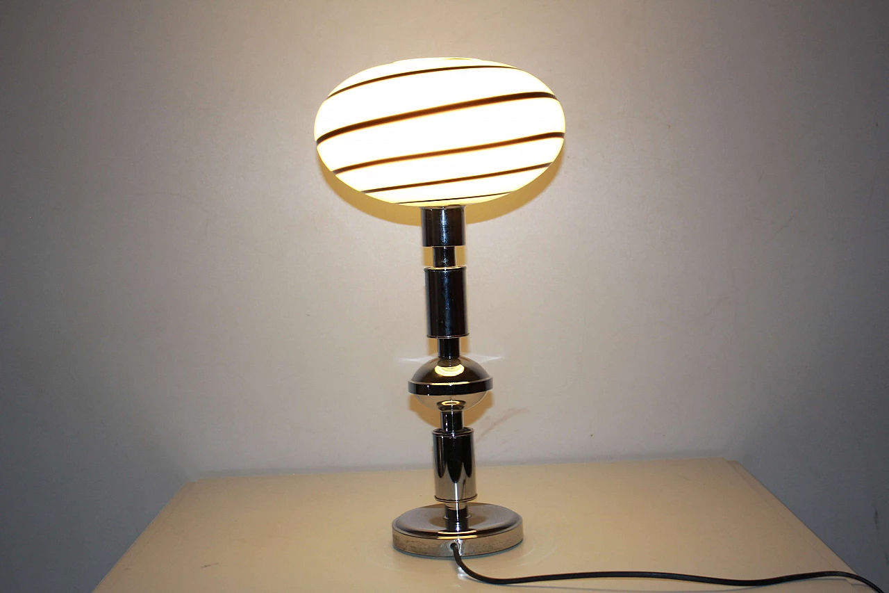Table lamp with zebra-striped Murano glass shade, 1960s 7