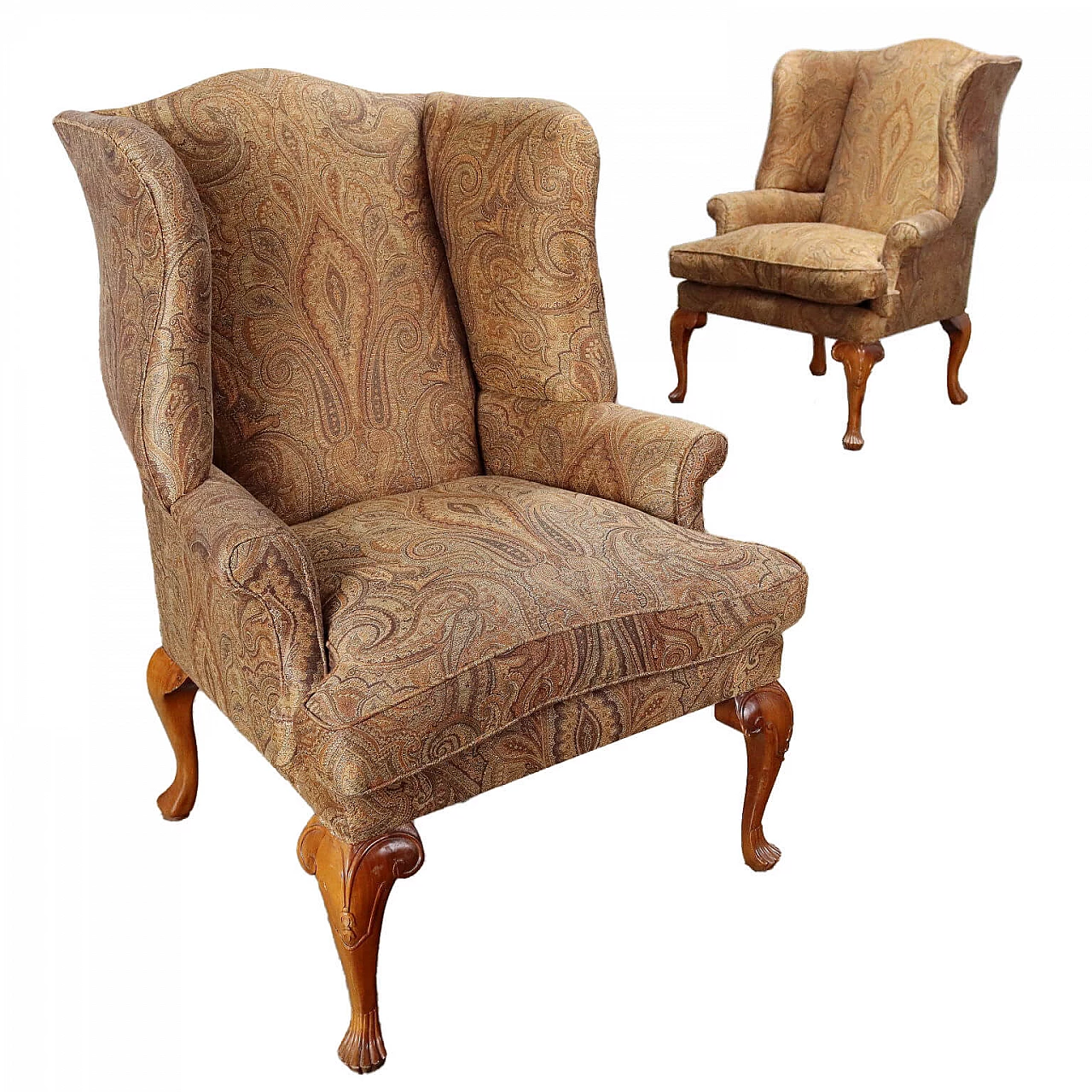 Pair of Chippendale style bergère armchairs, early 20th century 1