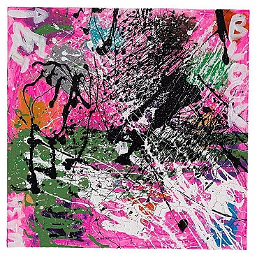 Bomberbax, tecnica mista, tempera e pittura su tela, 2021