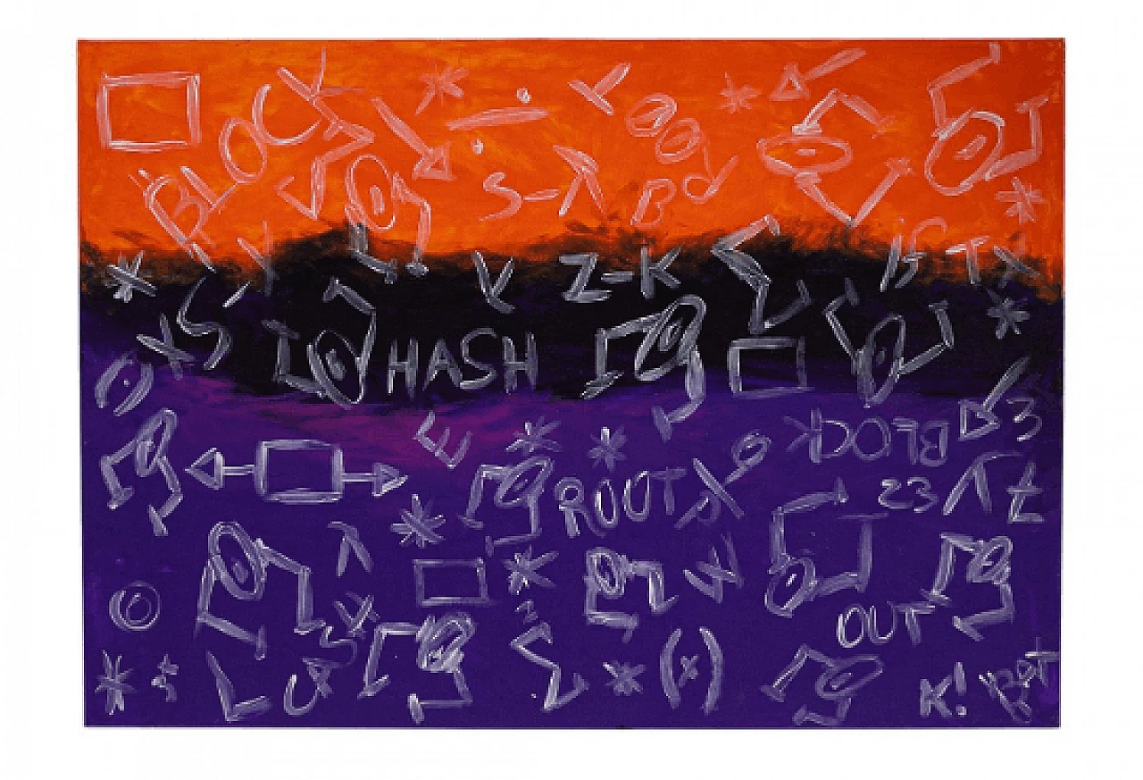 Bomberbax, sequenza di Bit, tecnica mista su tela, 2021 1