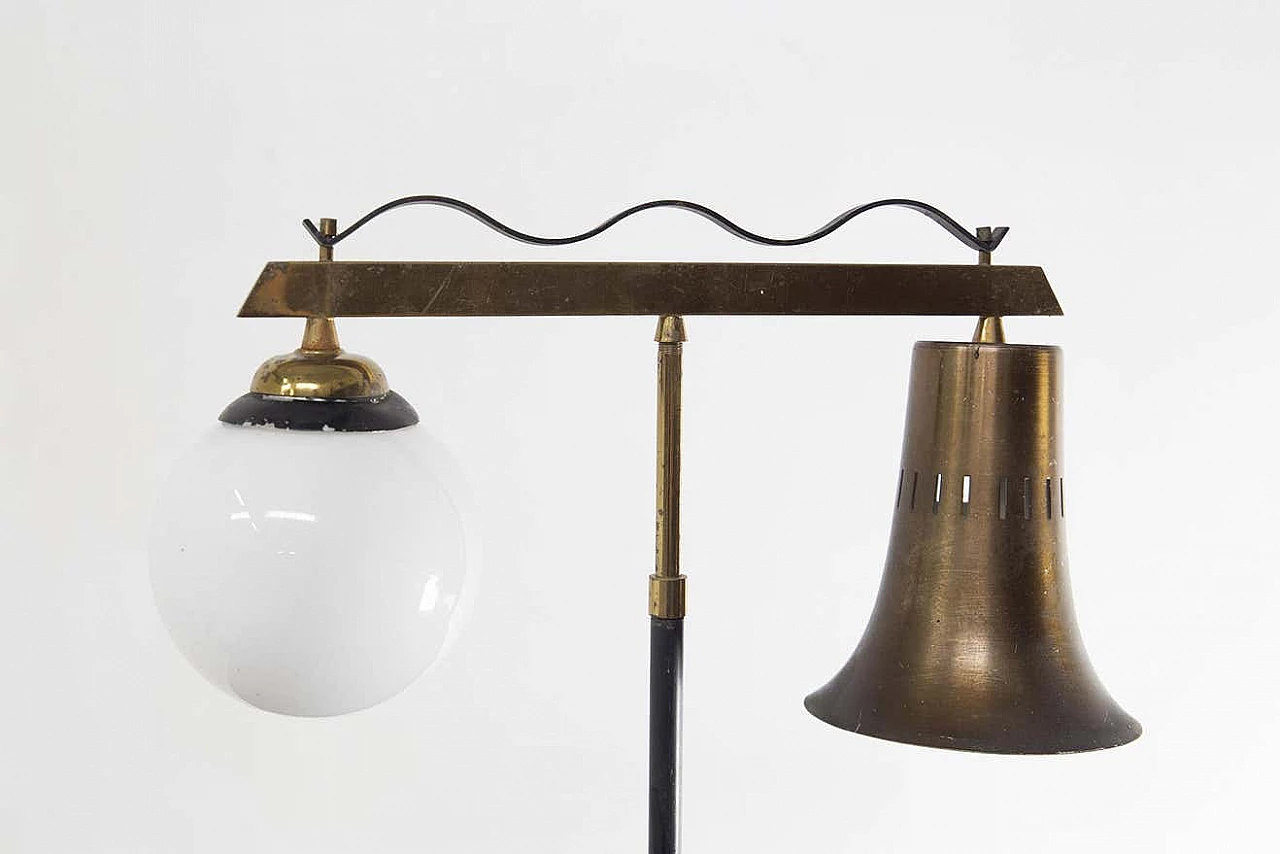 Lampada da tavolo in ottone e marmo, anni '50 4