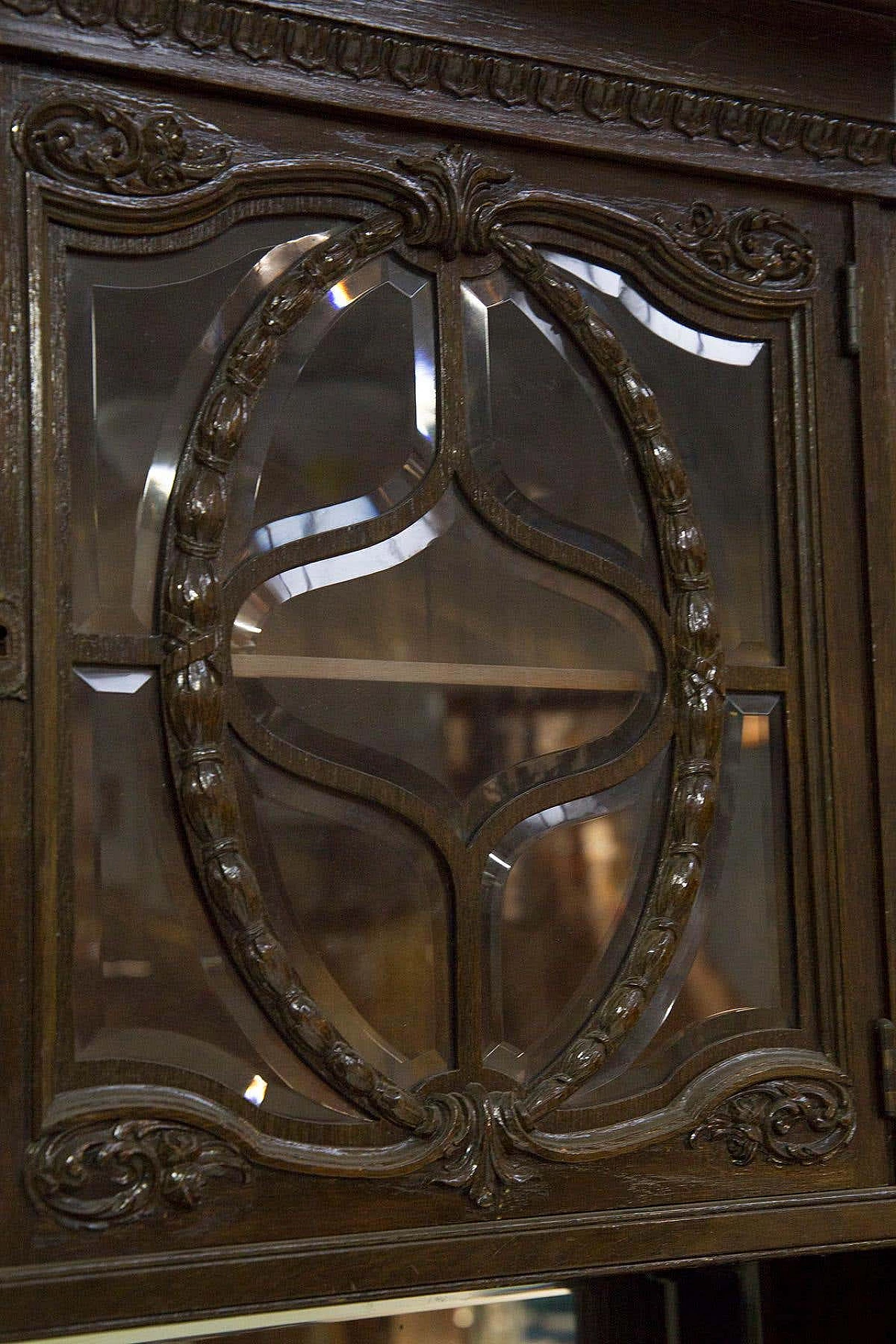 Wooden sideboard with marble top and display case, 19th century 2