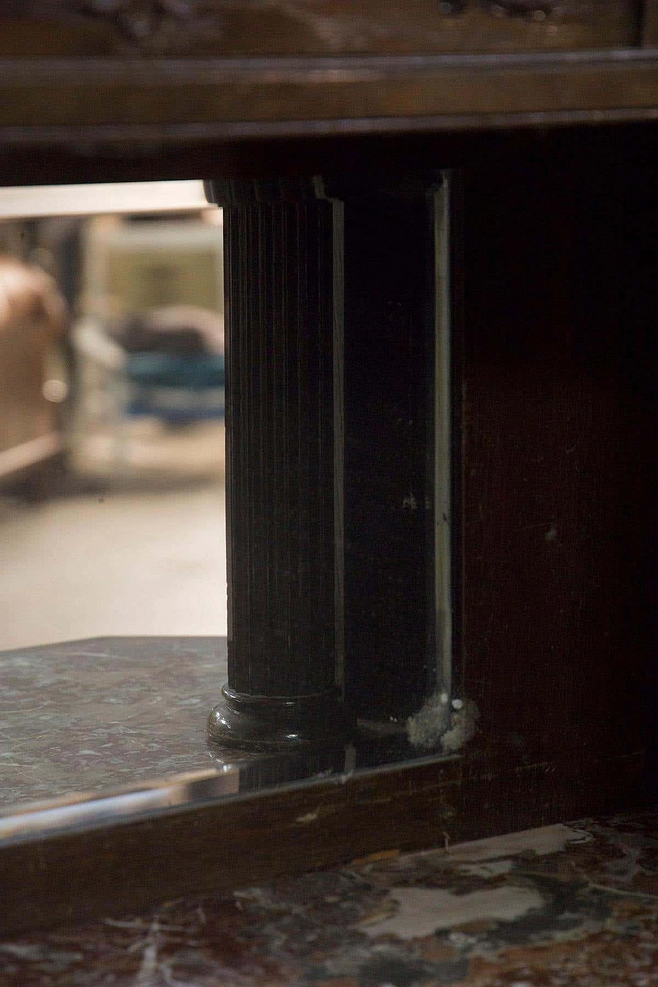 Wooden sideboard with marble top and display case, 19th century 4