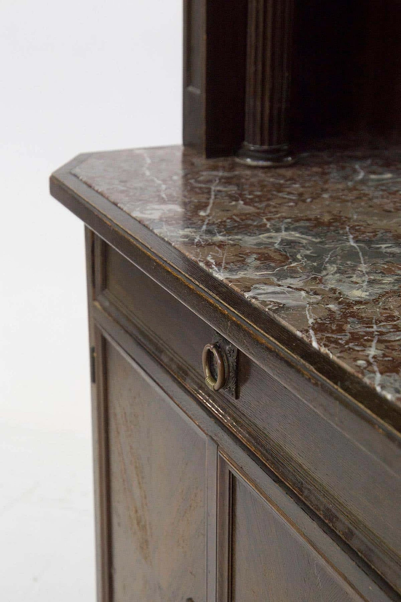 Wooden sideboard with marble top and display case, 19th century 6