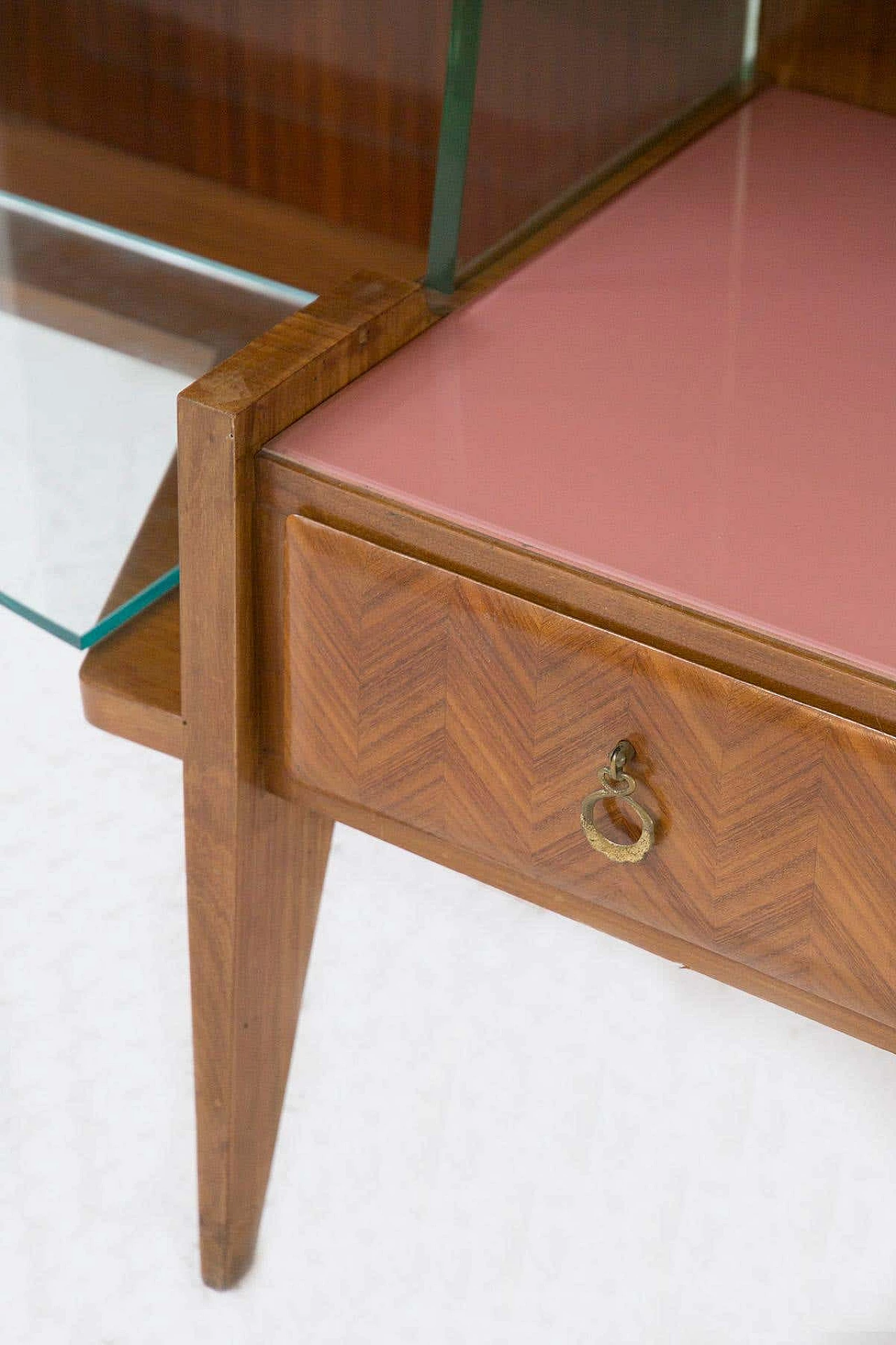 Sideboard with bar cabinet and glass shelves by Fontana Arte attributed to Paolo Buffa, 1950s 9