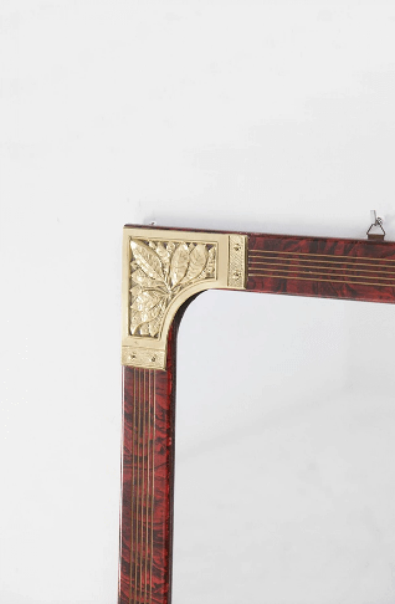 Rectangular red wood mirror with gold decoration 2