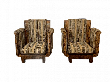 Pair of walnut-root goblet armchairs by Franco Albini, 1930s