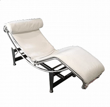 Chaise longue basculante in pelle bianca di Alivar, anni '90