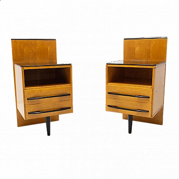 Pair of bedside tables by Mojmír Požár for UP Závody in ash, 1960s