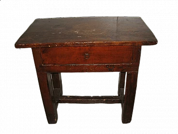 Solid walnut side table with drawer, late 19th century